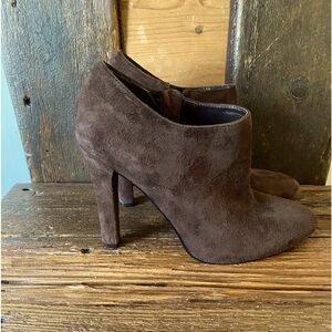 LAUREN BY RALPH LAUREN Brown Suede Leather High Heel Ankle Bootie